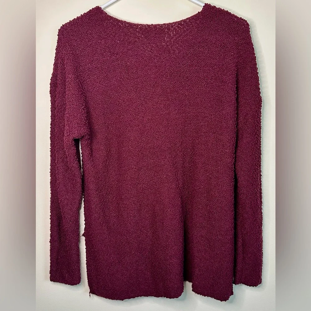 Knox Rose Textured Knit V-Neck Sweater Burgundy Wine - Medium - Picture 3 of 4